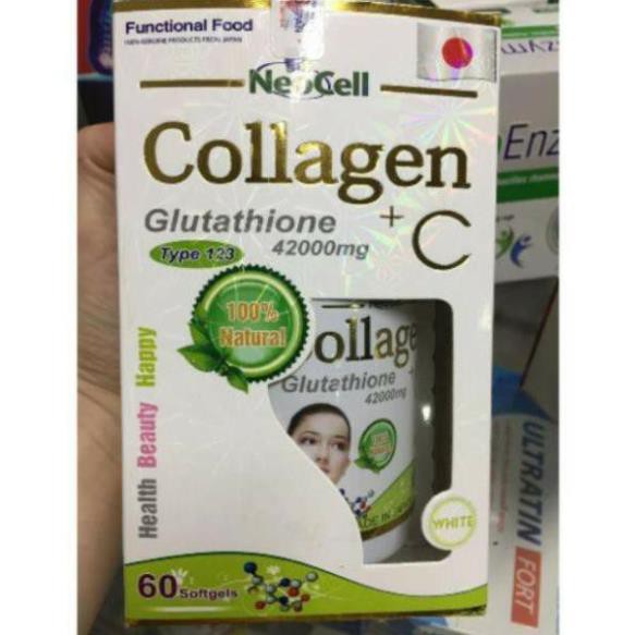 Collagen Glutathione C 42000mg làm đẹp da nám da vàng da chỗng lão hoá da hop 60vien