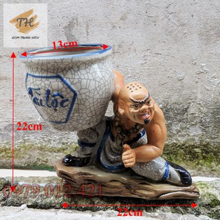 Tượng la hán bê chậu gốm Bát Tràng