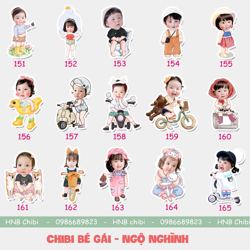 Hình chibi bé gái, chibi sinh nhật đáng yêu, ngộ nghĩnh, có nhiều mẫu mã, thiết kế theo yêu cầu