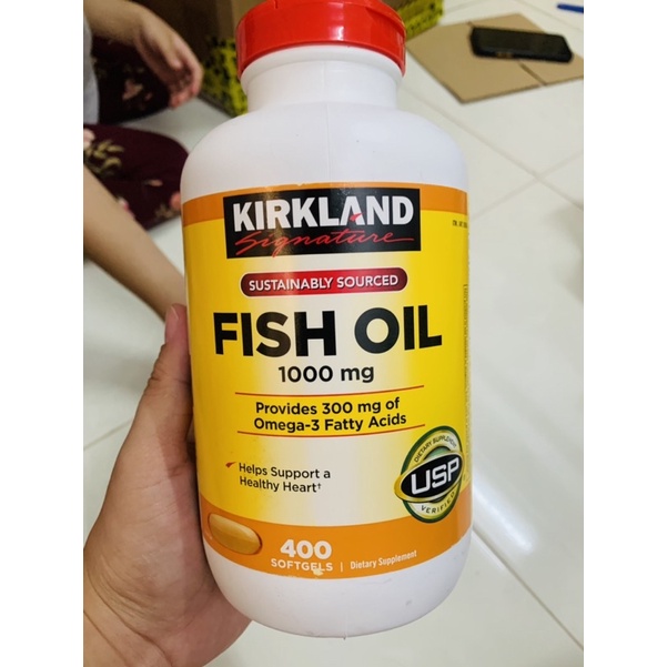Thực phẩm bảo vệ sức khỏe dầu cá Kirkland Fish Oil 1000mg - Mỹ hộp 400 Viên