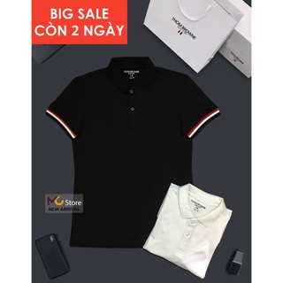 FREESHIP Áo Polo áo thun nam có cổ bẻ THOM BROWNE made in KOREA 100% cotton 2 màu đen trắng (SỈ LẺ)