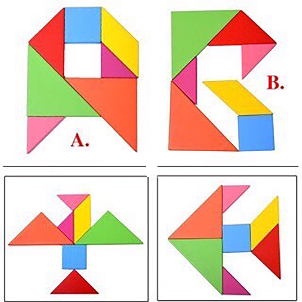 [Mã BMBAU50 giảm 10% đơn 99k] Đồ Chơi Gỗ Bapkids, Ghép Hình Sáng Tạo Tangram 12x12cm Loại dày 1cm