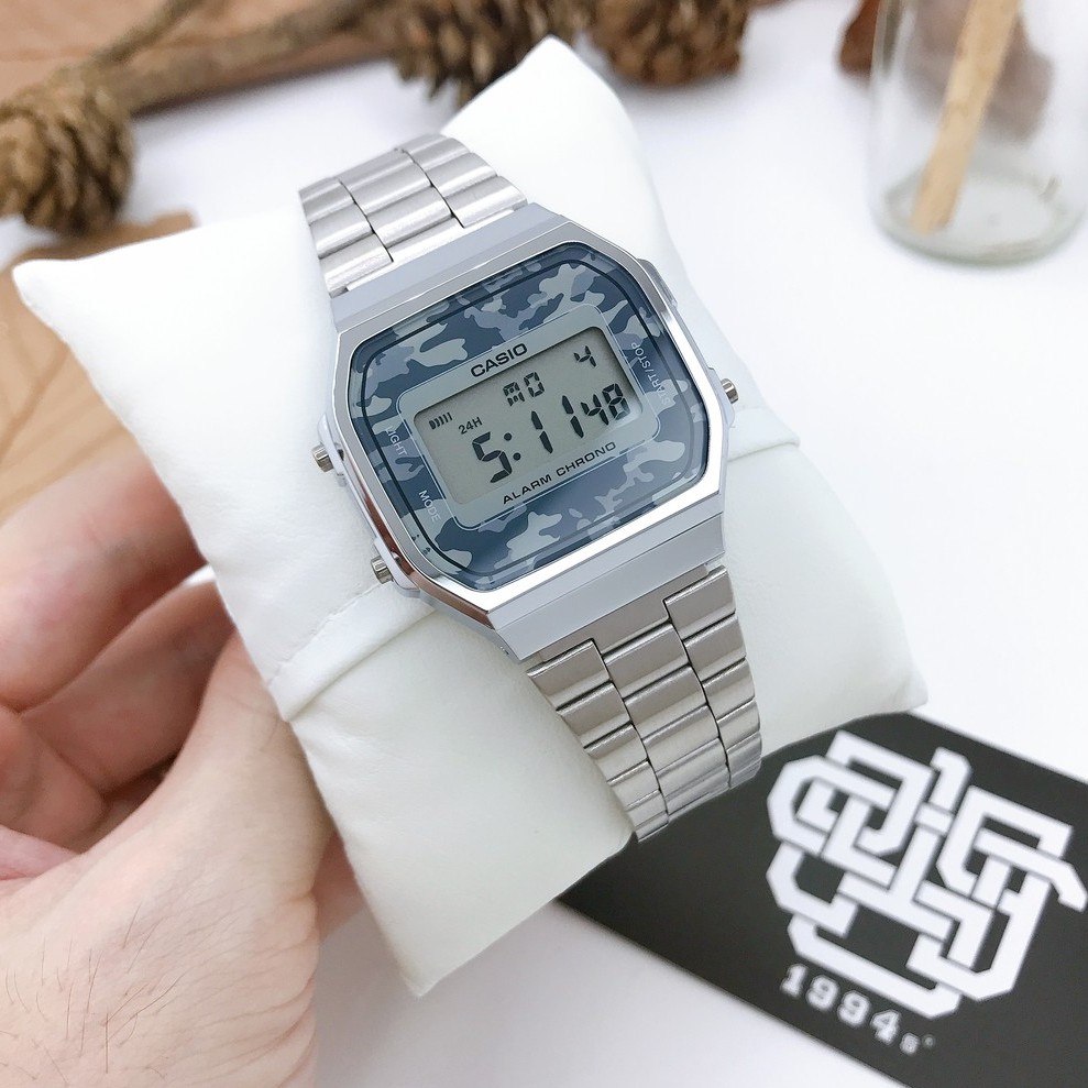 Đồng hồ nam Casio A168 Camouflage A168WEC-1EF / A168WEGC-3 dây thép không gỉ, chống nước 50m, size 36mm, hàng chính hãng