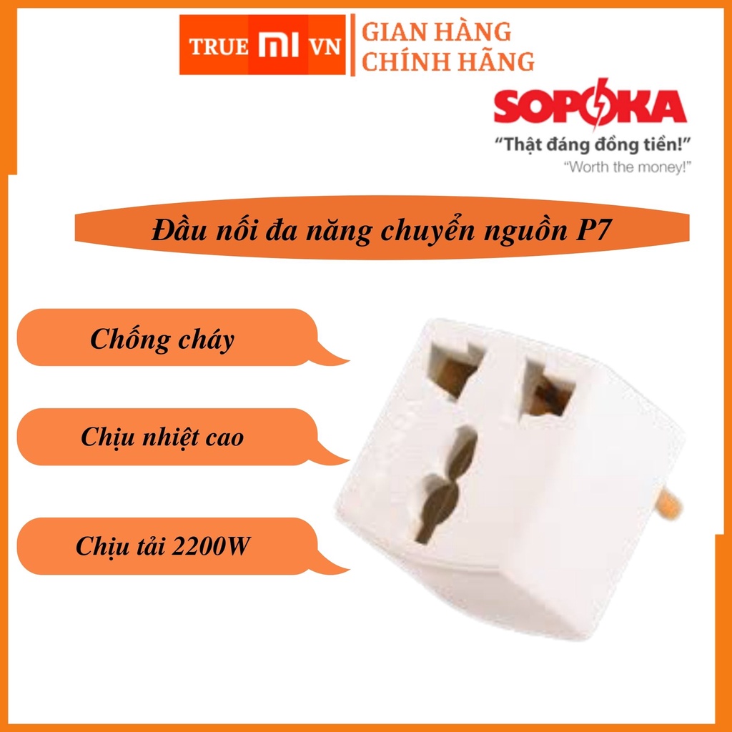 Ổ chuyển đổi 3 chấu sang 2 sopoka, Phích cắm điện đa năng chuyển đổi 3 chân thành 2 chân Sopoka