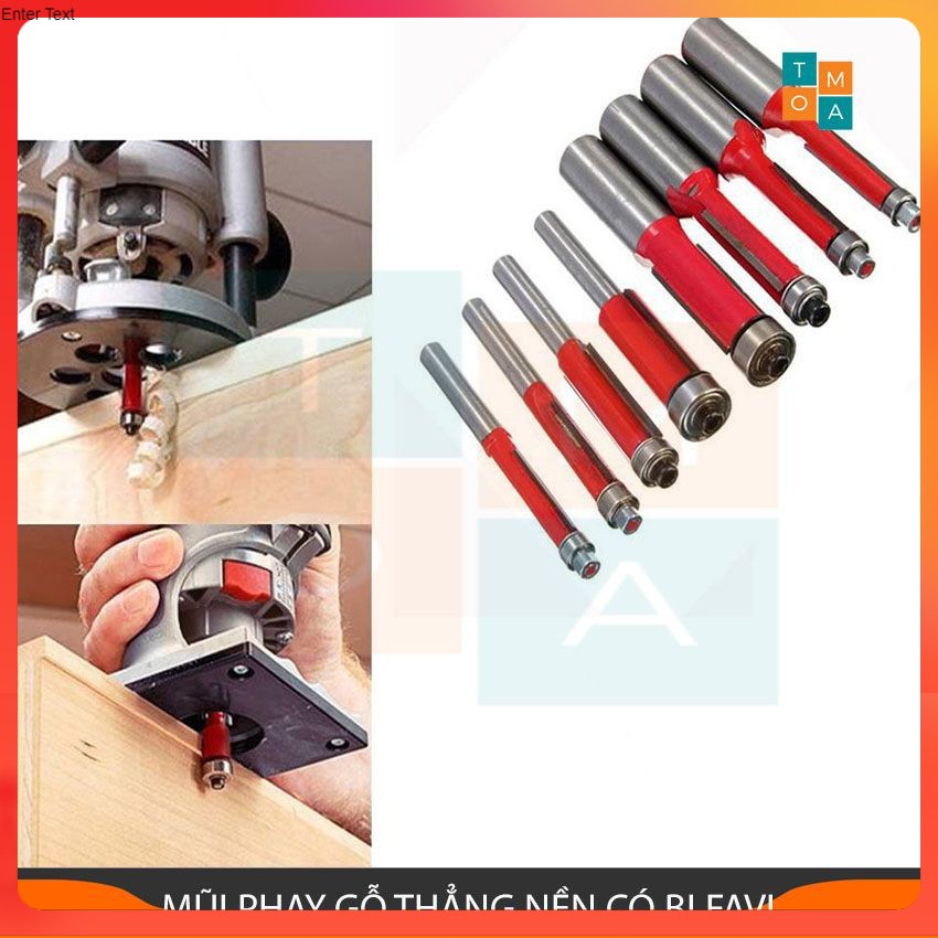 MŨI PHAY GỖ THẲNG NỀN CÓ BI  - MŨI SOI GỖ CAO CẤP CỐT 6.35MM
