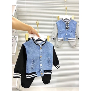 Bộ da cá cúc bấm phối jean bé trai