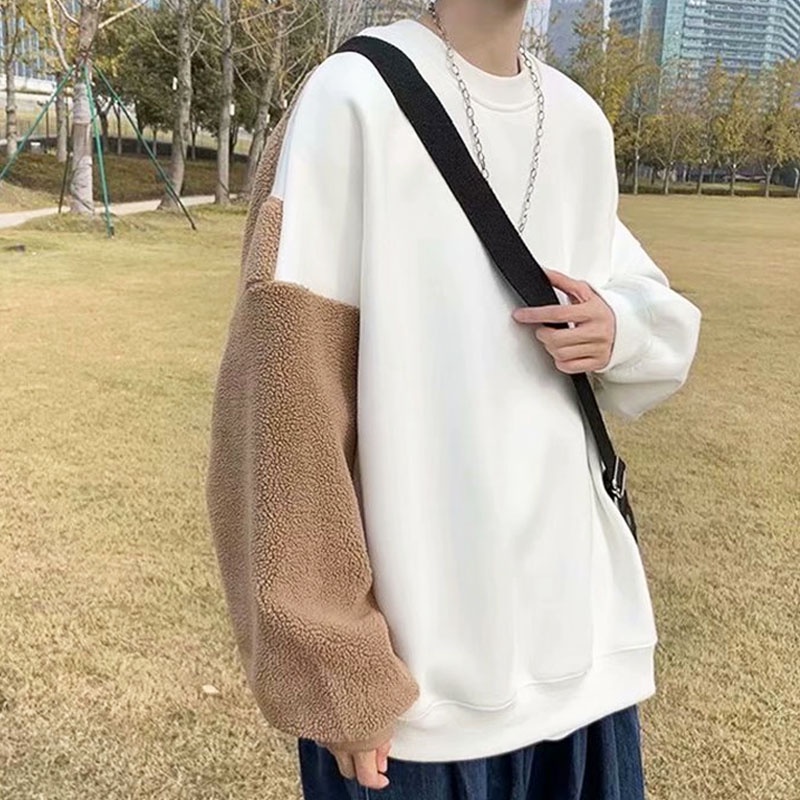 Áo sweater tay dài cổ tròn thêu họa tiết hoạt hình đáng yêu thời trang mùa thu năng động dành cho nam
