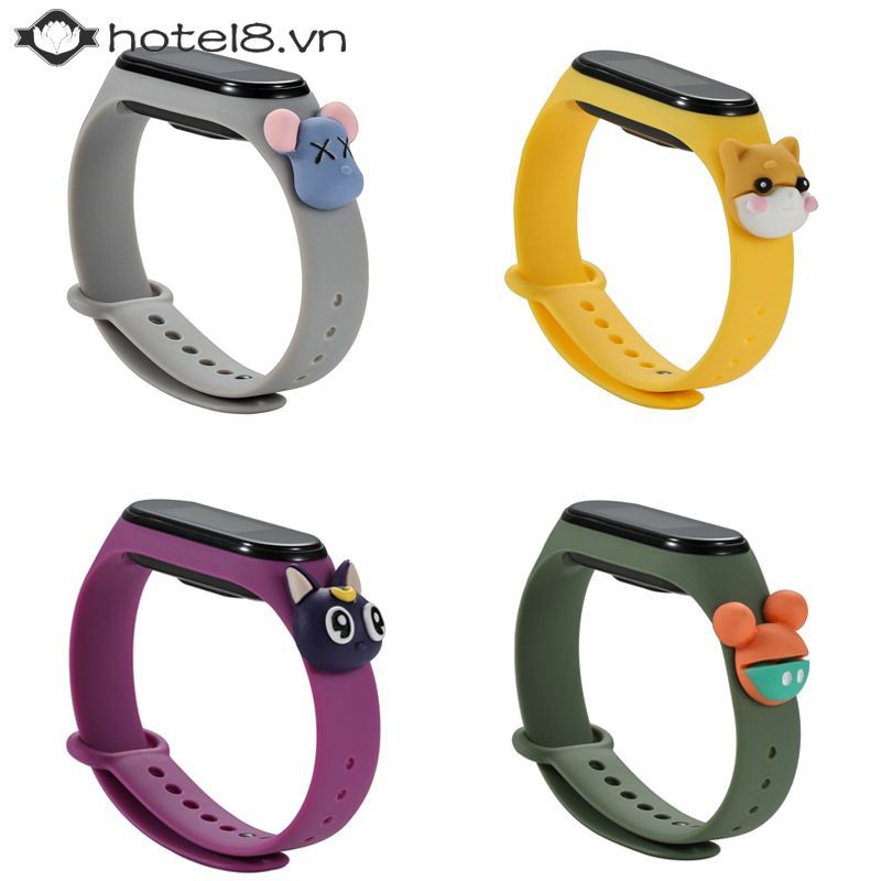 Dây Đeo Thay Thế Bằng Silicone Họa Tiết Hoạt Hình My Band 3 / 4 Cho Đồng Hồ Thông Minh Xiaomi Mi 2 / 3 / 4