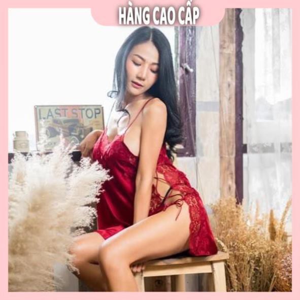 Váy ngủ sexy đan dây hông đầm ngủ lụa phối ren gợi cảm với màu trắng tinh khôi . 👑