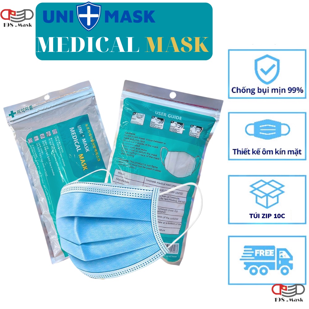 Khẩu Trang Y TẾ UNIMASK Chống Bụi Mịn Kháng Khuẩn Hàng Cao Cấp Hàn Quốc
