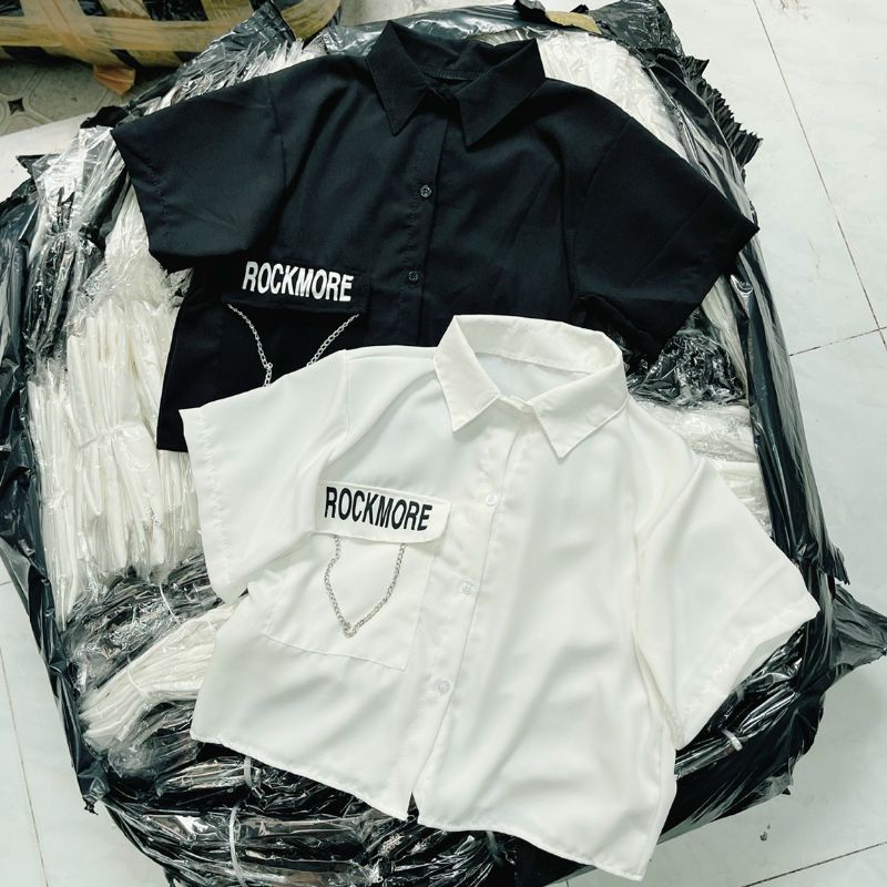 Áo sơ mi dây xích croptop (DÂY XÍCH CÓ THỂ THÁO RỜI)