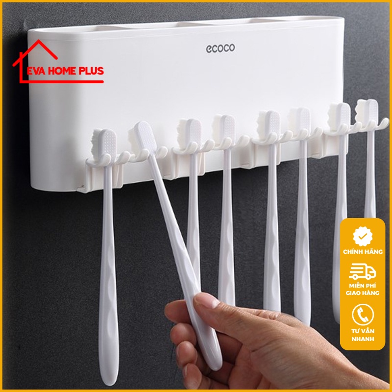 Kệ để bàn chải đánh răng dán tường ECOCO chính hãng, hộp đựng bàn chải đánh răng không khoan tường E1926