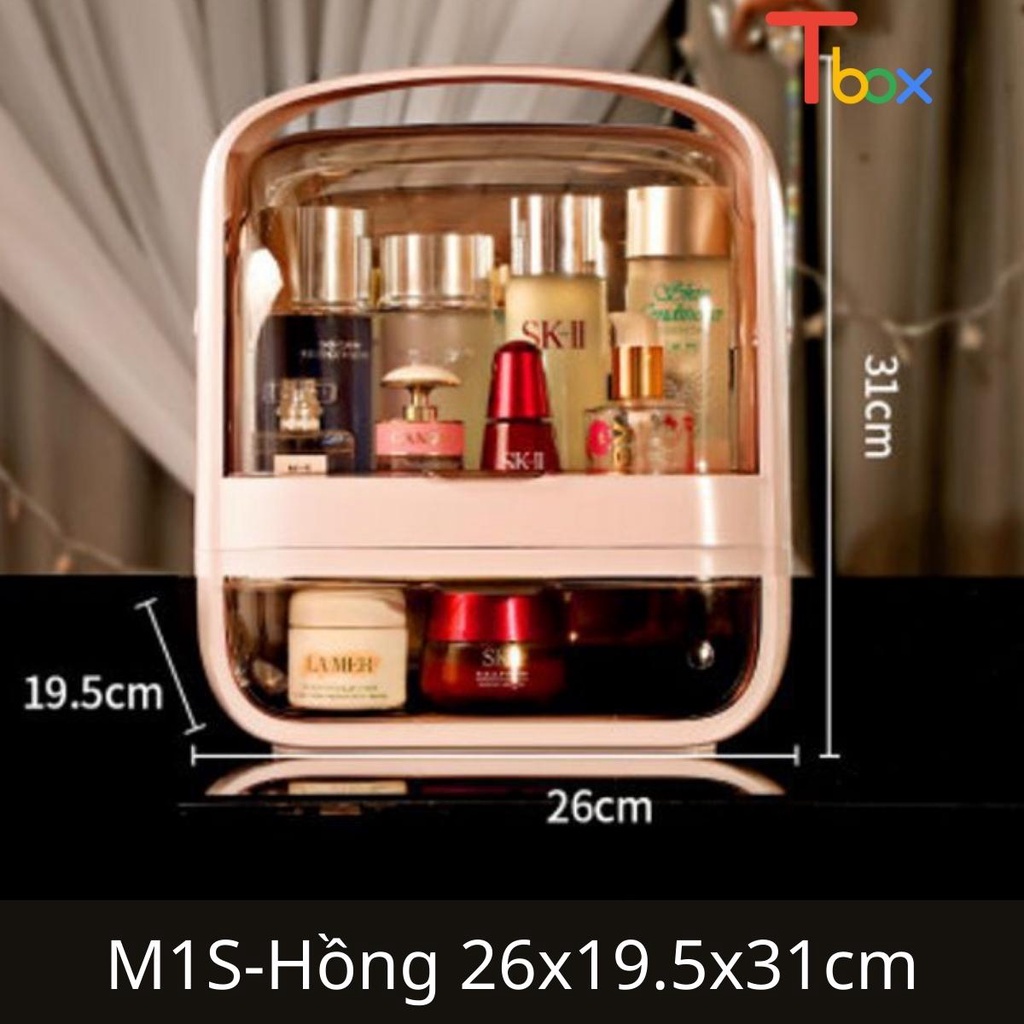 Kệ đựng mỹ phẩm Hộp đựng trang điểm cao cấp có nắp và ngăn kéo chống bụi