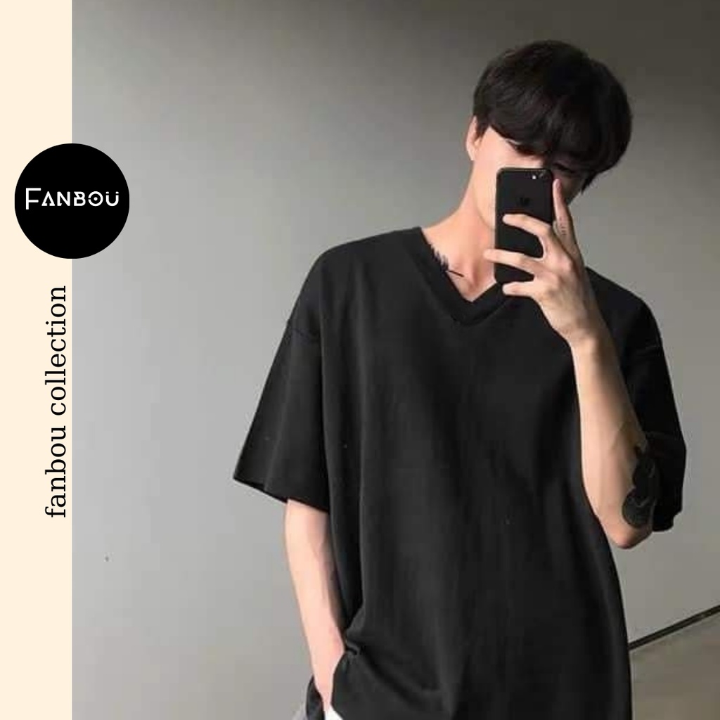 Áo thun cotton nam cổ xẻ tim tay ngắn | BigBuy360 - bigbuy360.vn