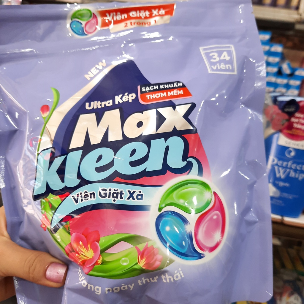 Túi Dạng Viên Giặt Xả MaxKleen 2 Trong 1 (34 Viên Túi)