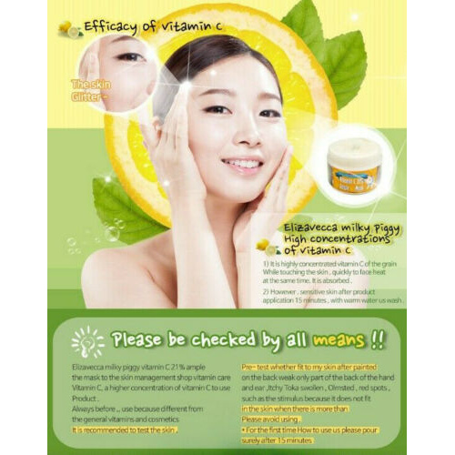 EXP (Hàng Mới Về) Mặt Nạ Sữa Bổ Sung Vitamin C 21% 100g 21.05.19 / Clearance Exp:21.05.19 [Elizavecca] Milky Piggy VitaminC 21% Ample Mask 100g