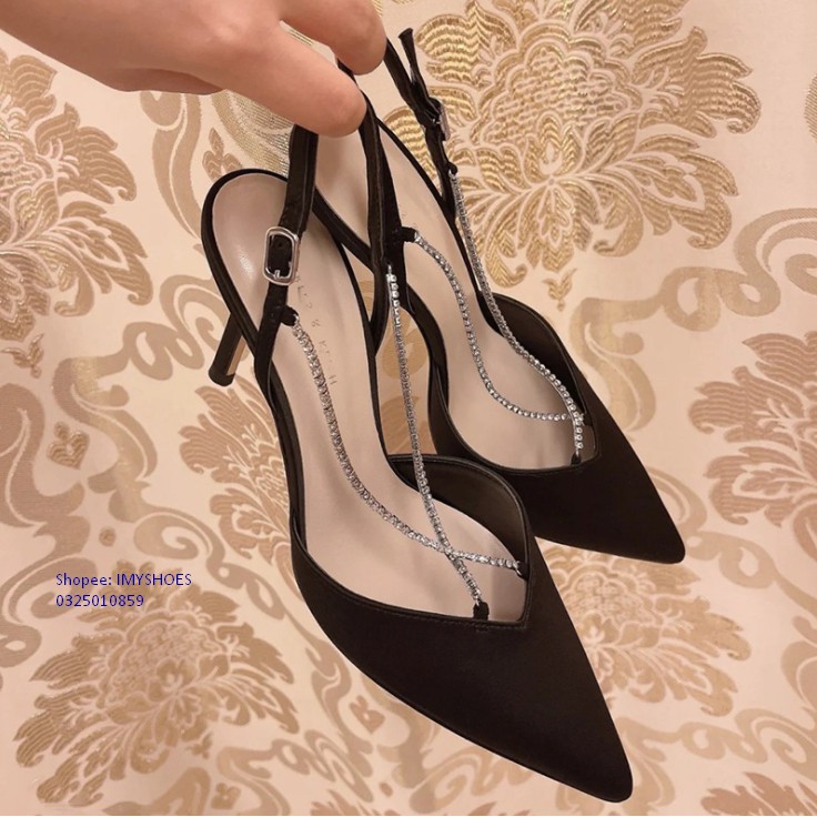 GIÀY CAO GÓT DÂY CK 2021 MẪU MỚI MŨI NHỌN CHẤT PU - GIÀY IMYSHOES