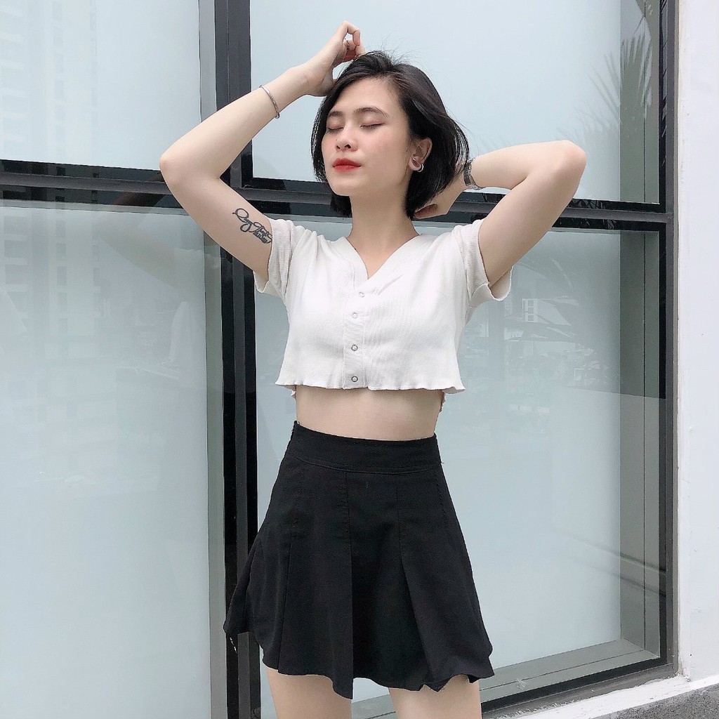 Áo croptop cúc bấm 007 | BigBuy360 - bigbuy360.vn