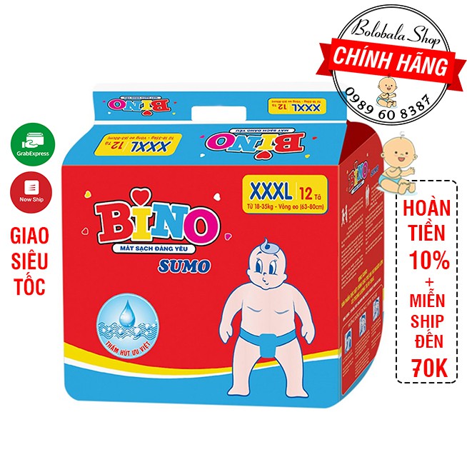 Tã Dán Bino Bigsize XXXL 12 miếng (18-35kg)