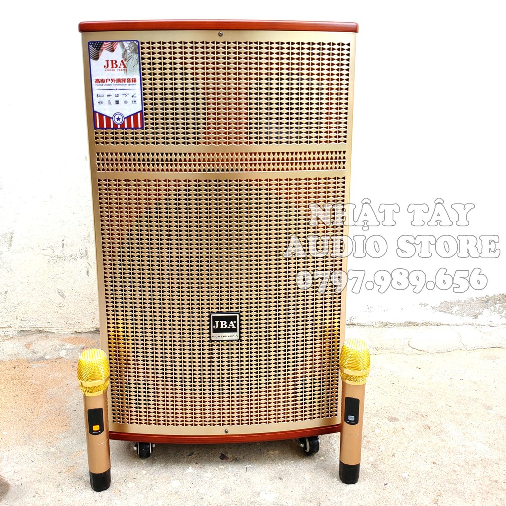 Loa Kẹo Kéo Di Động JBA A-25 - Loa karaoke công suất lớn 4 tấc kèm 2 micro UHF không dây cao cấp [ Có video test loa ]
