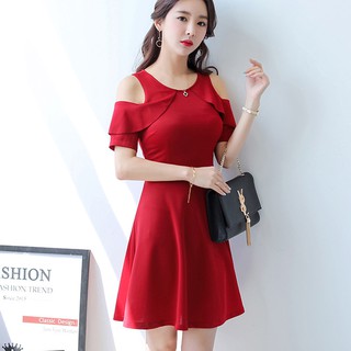 Đầm xoè công sở hở vai BTK13