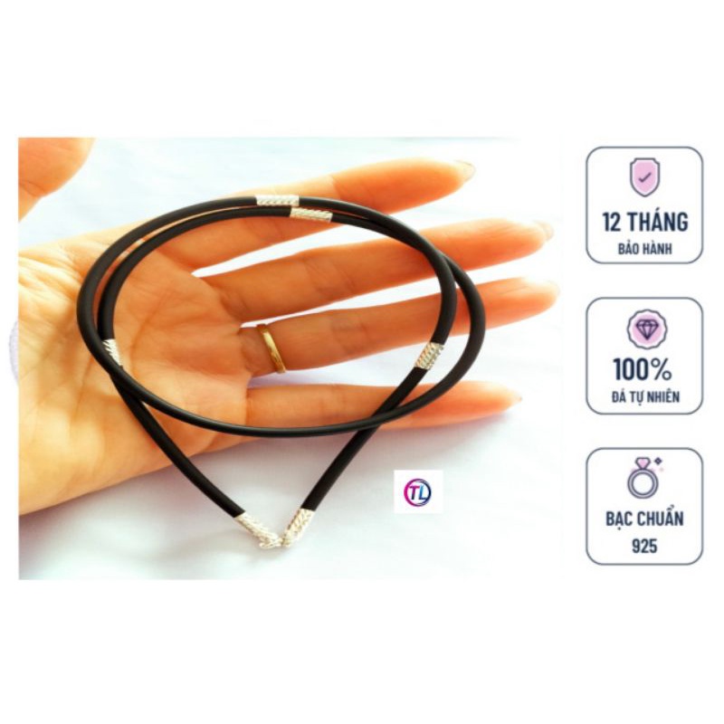 Vòng đeo cổ nữ dây cao su bọc bạc 925 vĩnh viễn bảo hành size 3li đẹp cao cấp thời trang tiện lợi
