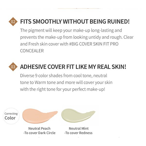 Kem che khuyết điểm chuyên nghiệp nhiều tông màu ETUDE Big Cover Skin Fit Concealer PRO 7g chất lượng cao