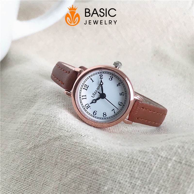 Đồng hồ nữ Ulzzang DH21 dây da thời trang cao cấp mặt số cổ điển Basic Jewelry