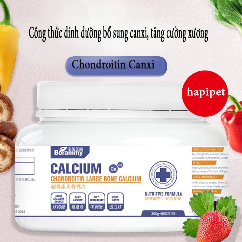 Hộp 600 viên canxi cho chó BRORAMY canxi Chondroitin VITAMIN A,D3 hấp thụ nhanh cho chó mèo