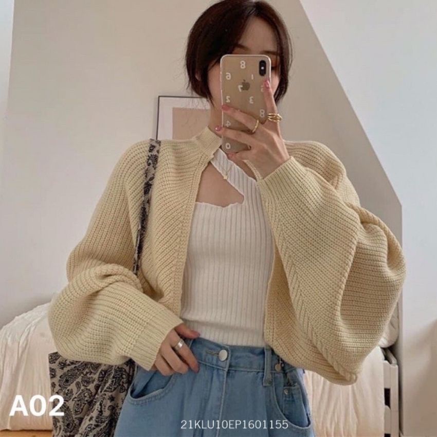 Áo khoác len nữ croptop tay cánh dơi dày dặn, áo cardigan phong cách ulzzang Fmstyle Saigon 21KLU10EP1601 | BigBuy360 - bigbuy360.vn