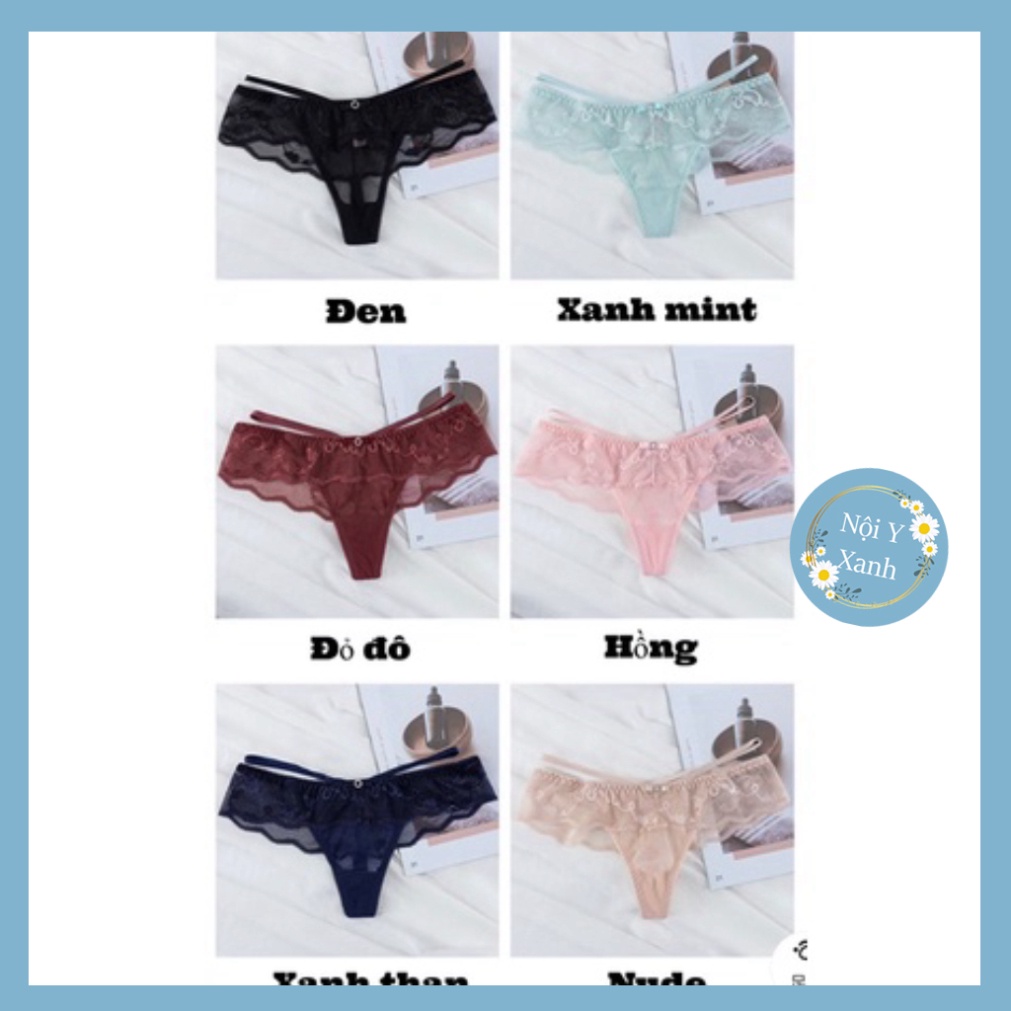 Quần Lót Nữ ❤️Quần Lọt Khe Ren Sexy Phối Họa Tiết 2 Dây Hông Gợi Cảm Quyến Rũ 8038 Nội Y Xanh chất thoáng mát cao cấp