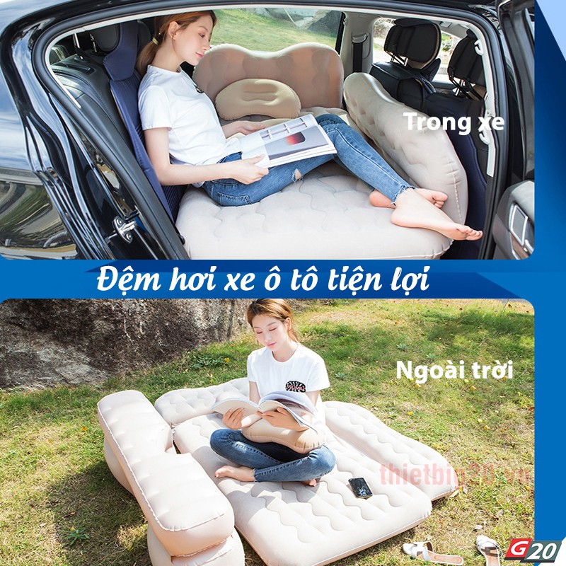 Đệm Hơi Xe Ô Tô GDH02 - Thiết Kế Thoáng Khí, Gối Tựa Lớn, Đế Tách Rời Đa Dụng