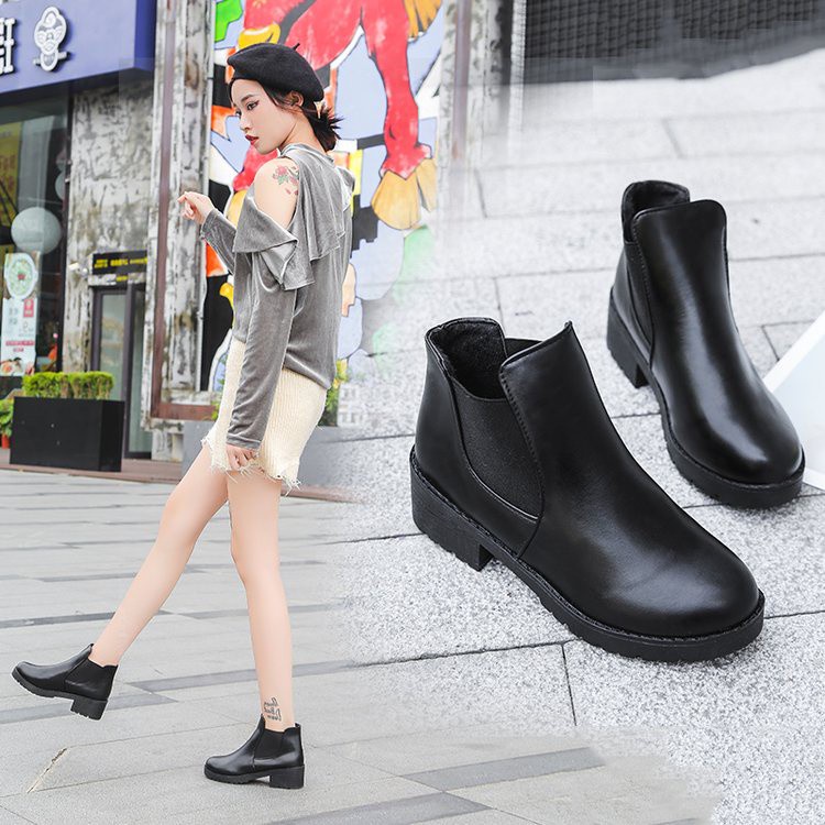 Fashionable Causal PU Leather Medium Martin Boots