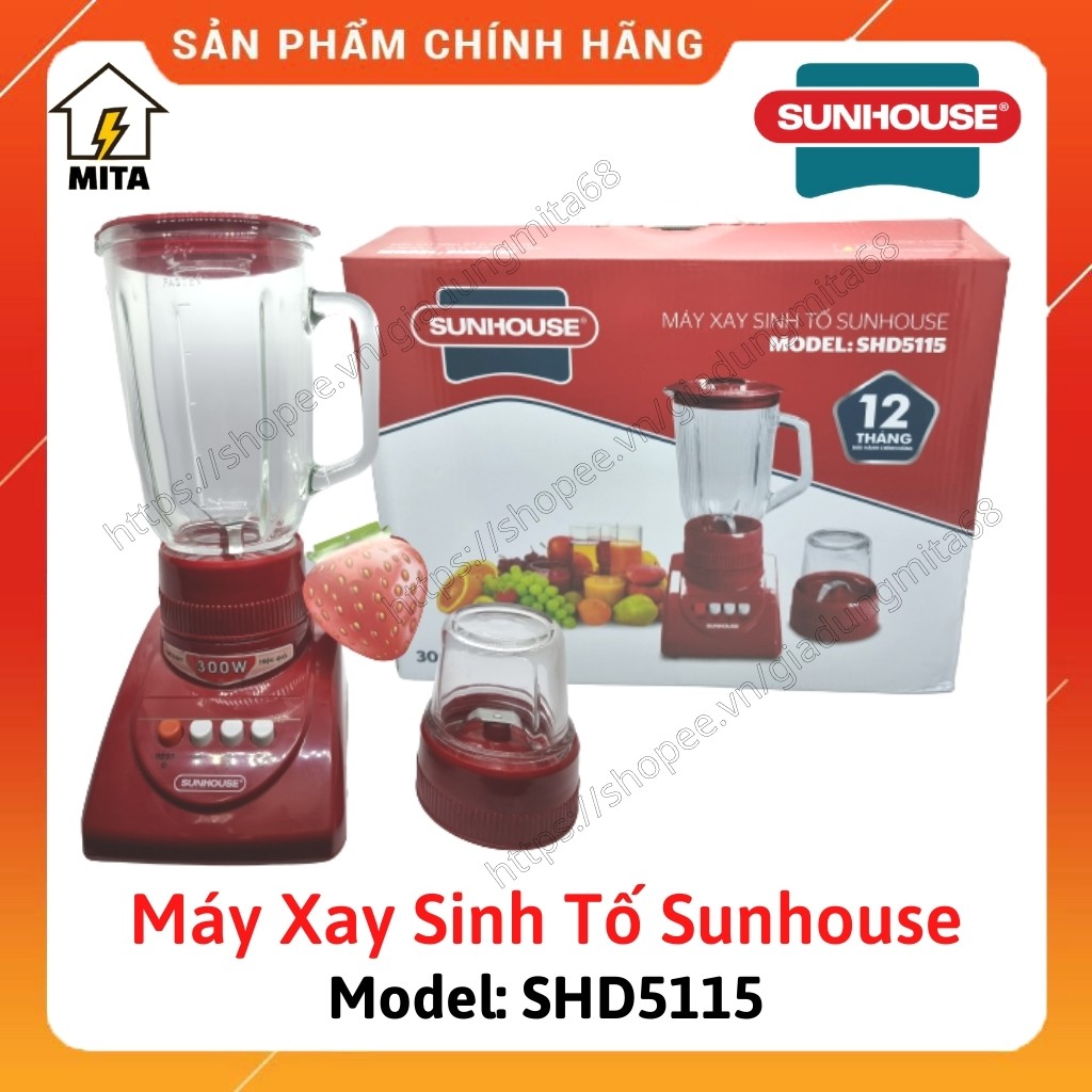 Máy Xay Sinh Tố Cối Thuỷ Tinh SUNHOUSE - SHD5115 - MITA