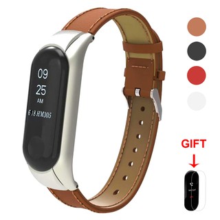 Dây đeo bằng da thay thế cho đồng hồ thông minh xiaomi mi band 6 / 5 / 4 / 3

