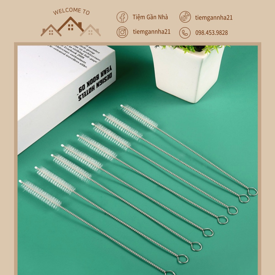 Cây cọ ống hút, que cọ rửa ống hút, bình sữa 20cm thép không gỉ