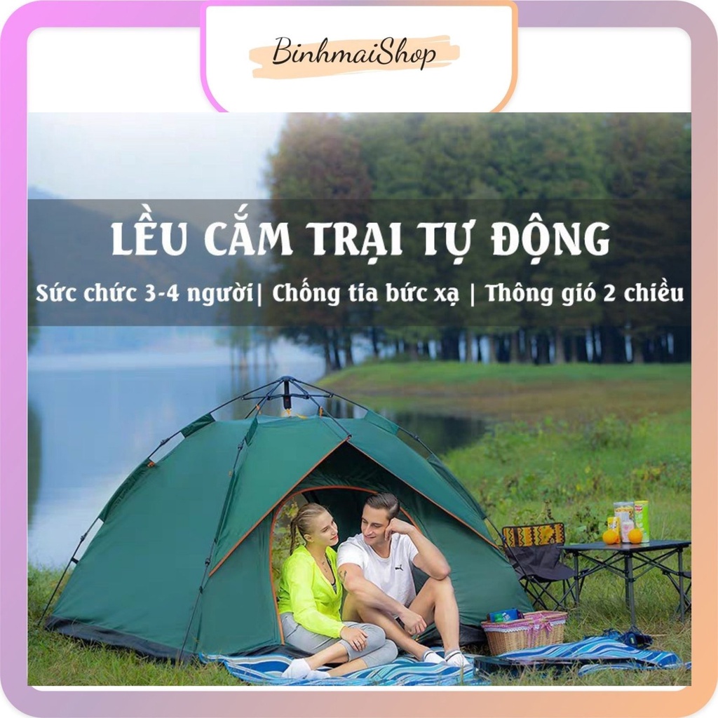 Lều Picnic Cắm Trại Dã Ngoại Du Lịch Đi Phượt Tự Bung 2 Cửa Cỡ Lớn  Đủ Cho 3-4 Người (200*200*145cm)