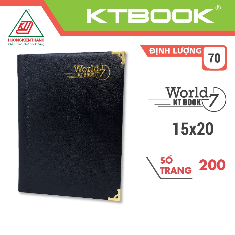 Sổ ghi chép Bìa Da Đen KTBOOK Cao Cấp KT 7 Dày dòng kẻ ngang khổ A5 -