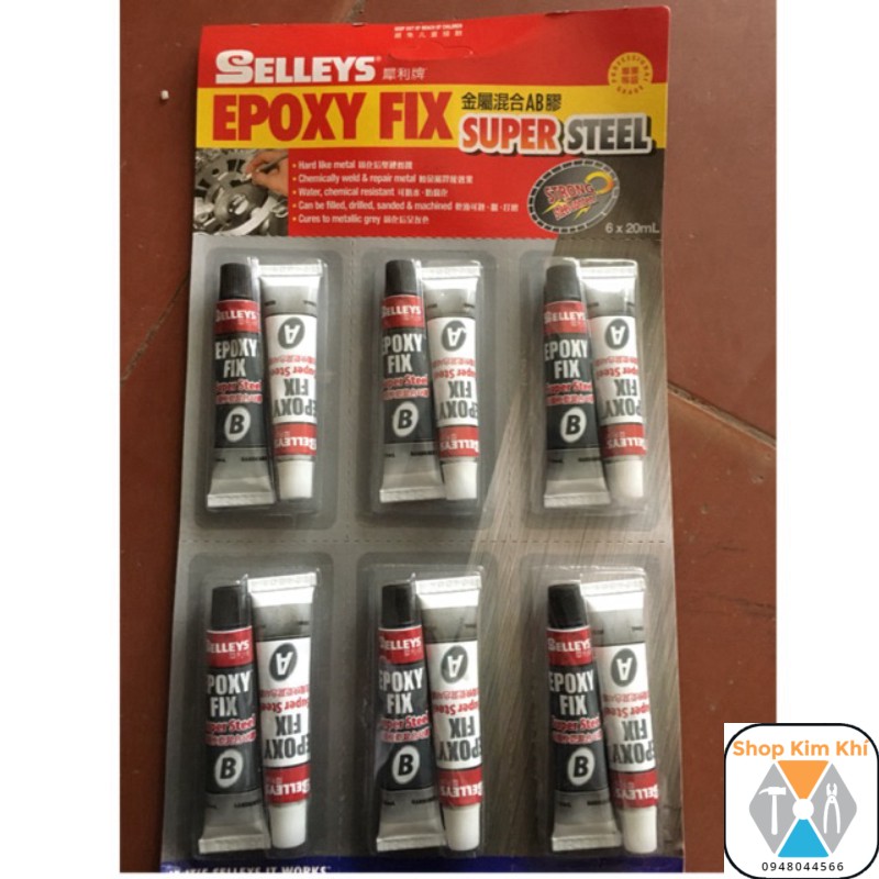1 Vỉ (6 cặp) keo dán sắt 2 thành phần Selleys