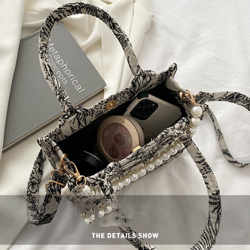 Túi đeo chéo vải canvas cỡ lớn thêu họa tiết thời trang mùa hè thời thượng cho nữ