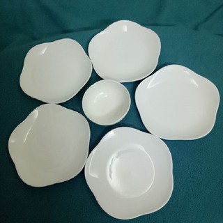Bộ 5 đĩa to hoa mai 5 cánh kèm bát hoa mai_ Minh Long loại 1