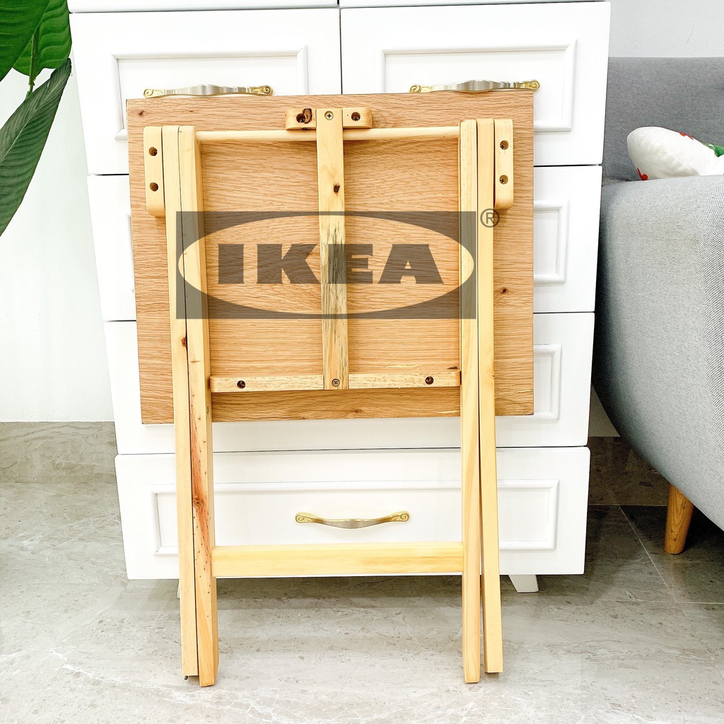 Bàn cafe gấp gọn IKEA 100% khung gỗ thông mặt Veneer sồi