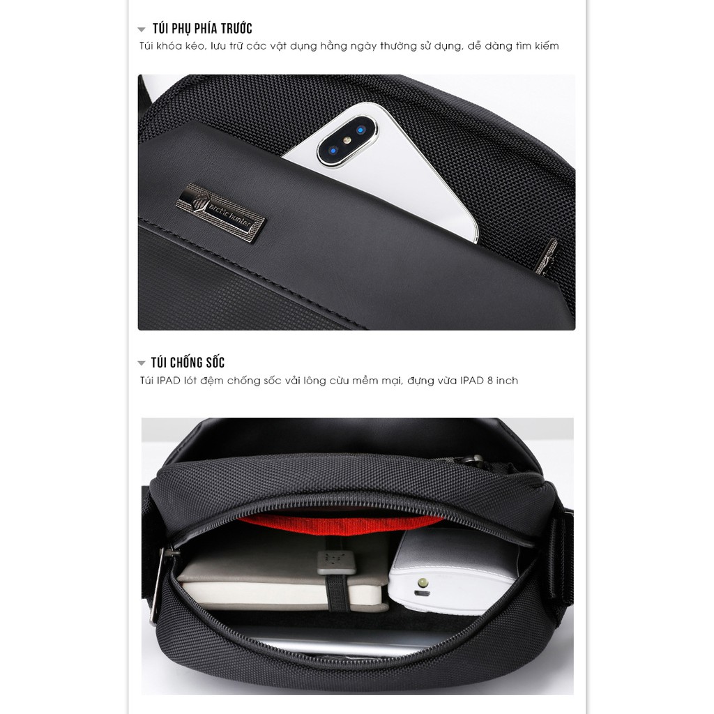 Túi xách đeo chéo IPAD 11 inch, có túi chống sốc – ARCTIC HUNTER K65