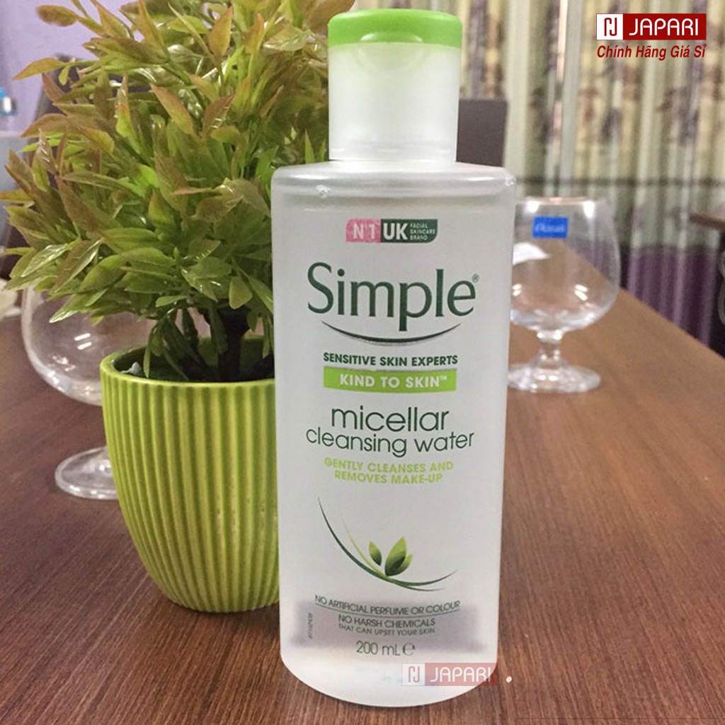 Nước Tẩy Trang Simple Micellar Cleansing Water KHÔNG CỒN Dưỡng Ẩm Da Dầu Mụn Da Khô Chính Hãng Mỹ Phẩm JAPARI