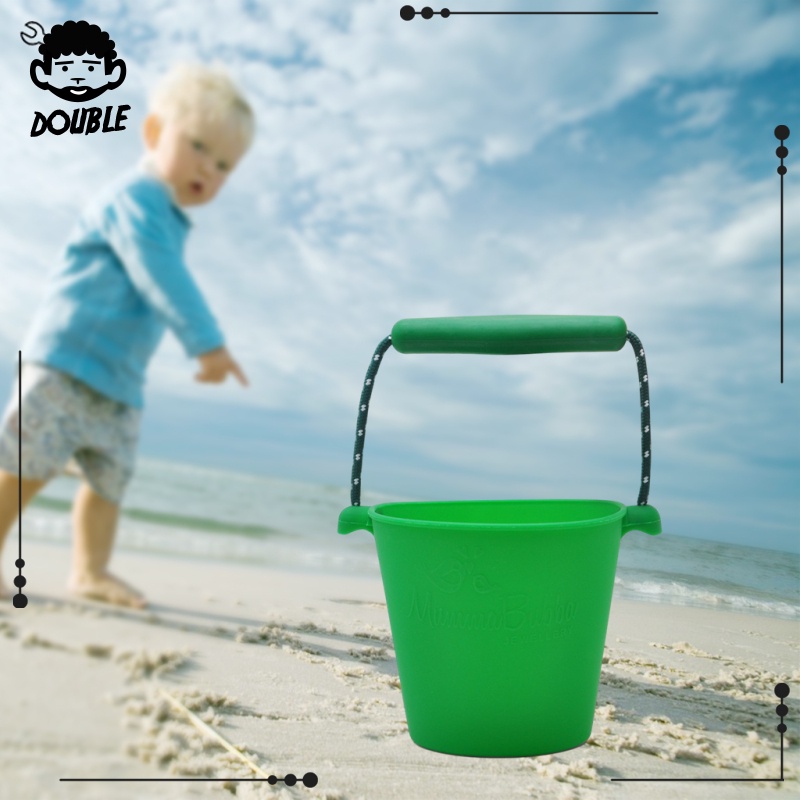 [DOUBLE] Beach Bucket Sand Toy Silicone Sand Barrel For Kids Summer Party