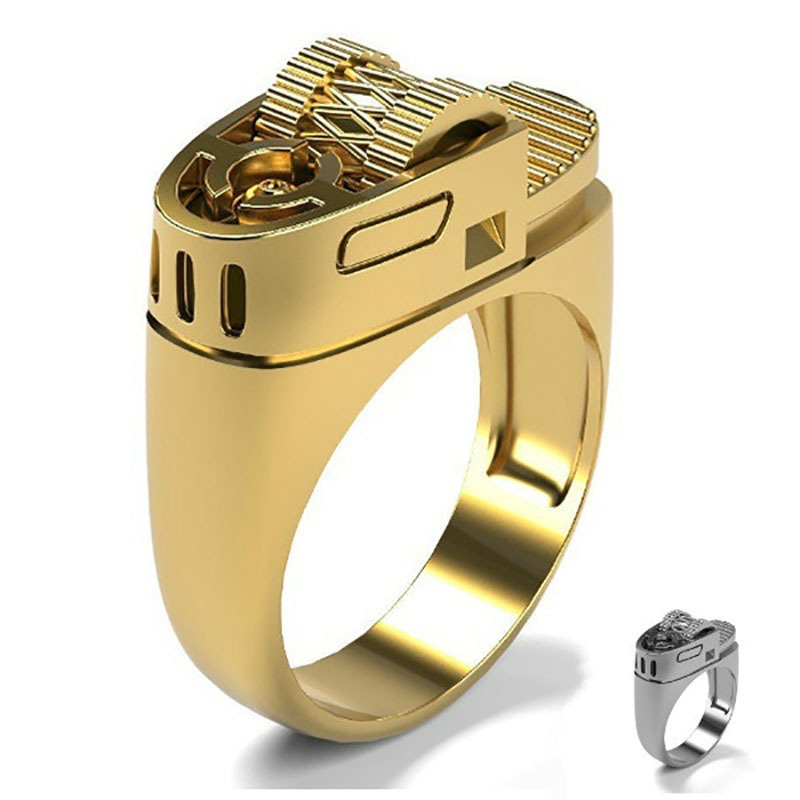 Nhẫn mạ vàng 18k hình bật lửa độc đáo thời trang