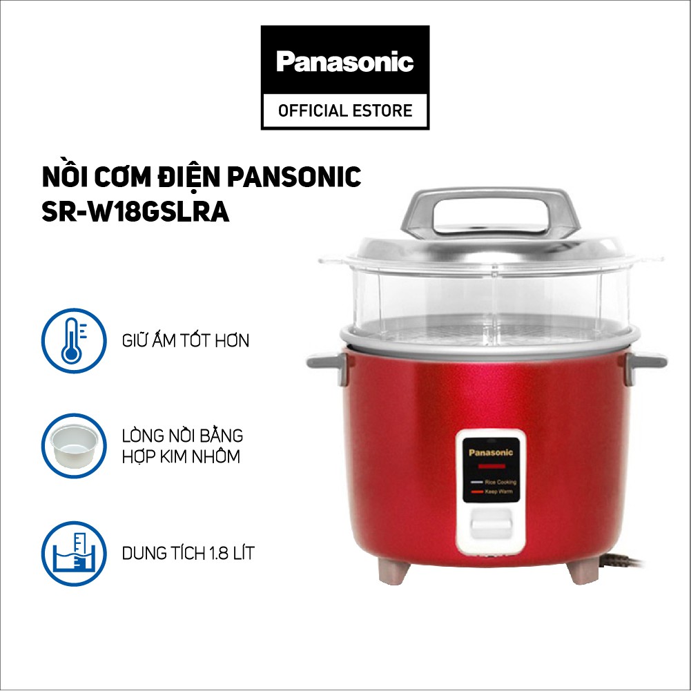 Nồi Cơm Điện Panasonic SR-W18GSLRA/ SR-W18GSRRA 1.8 Lít - Bảo Hành 12 Tháng