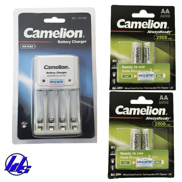 Combo bộ sạc pin AA, AAA Camelion BC-1010B kèm 4 pin sạc AA 2500mAh AlwaysReady