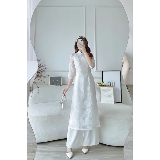 ❤ Siêu phẩm áo dài cách tân gấm phổi cao cấp đẹp sang chảnh ( HÀNG THIẾT KÊ ) Kèm video thật 100%