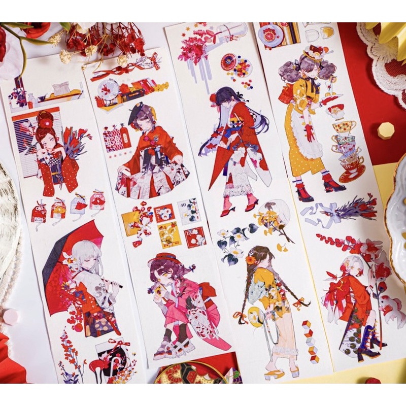 (Theo chu kỳ) Băng dính trang trí washi tape thiếu nữ và kimono nhà STUDIO VI